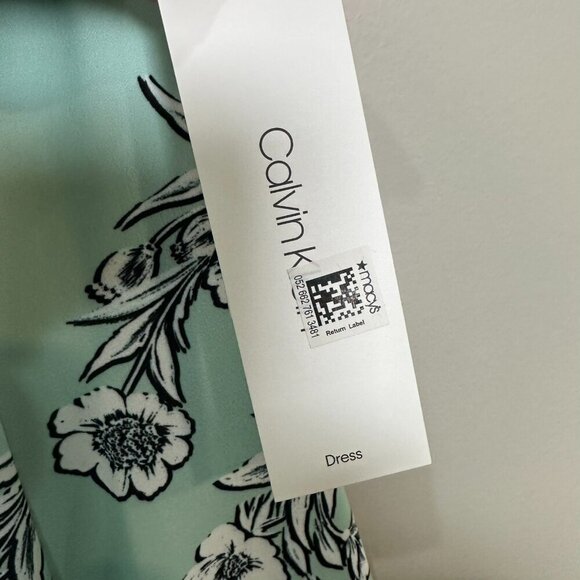 Calvin Klein Floral A-Line Midi Sleeveless Dress Size 8 Teal Work Career NWT - Picture 5 of 10